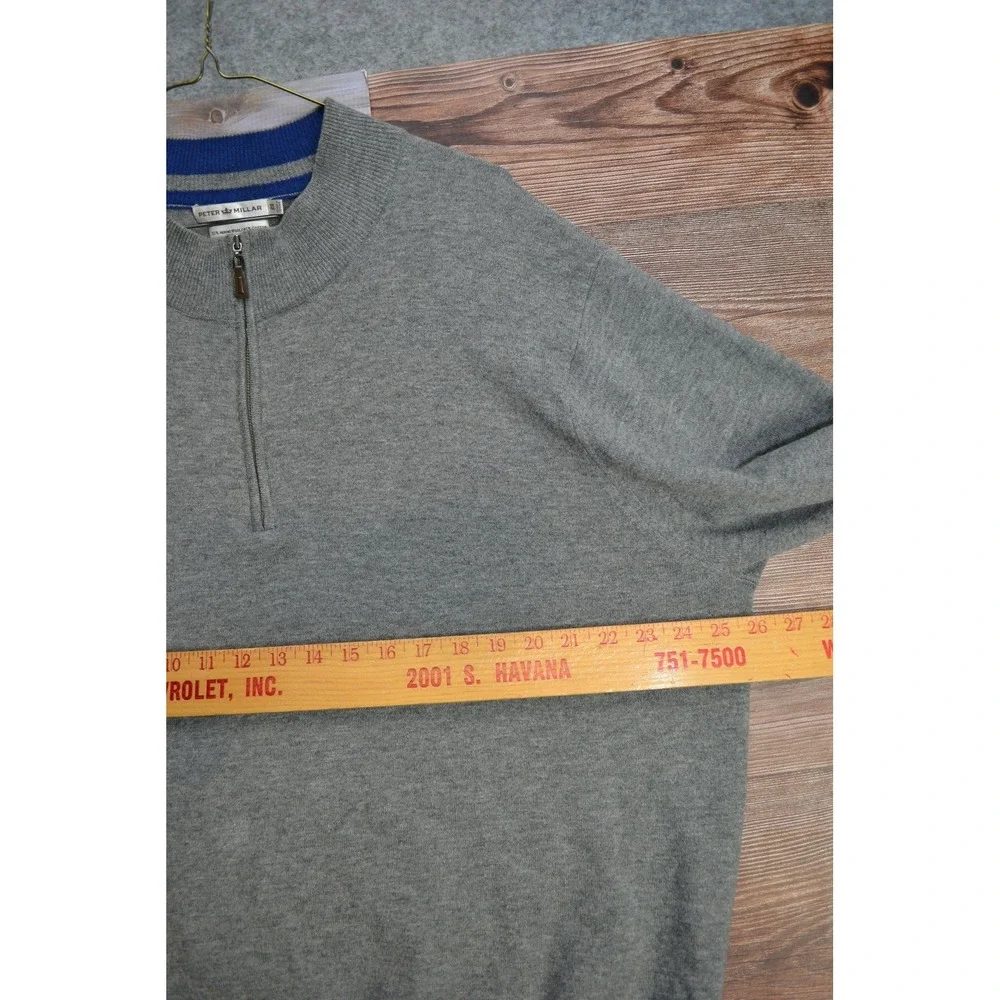 Peter Millar Sweater Mens XL Gray 1/4 Zip Mock Neck Merino Wool Pullover‎